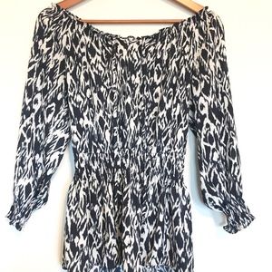 Navy Patterned Nautical Blouse